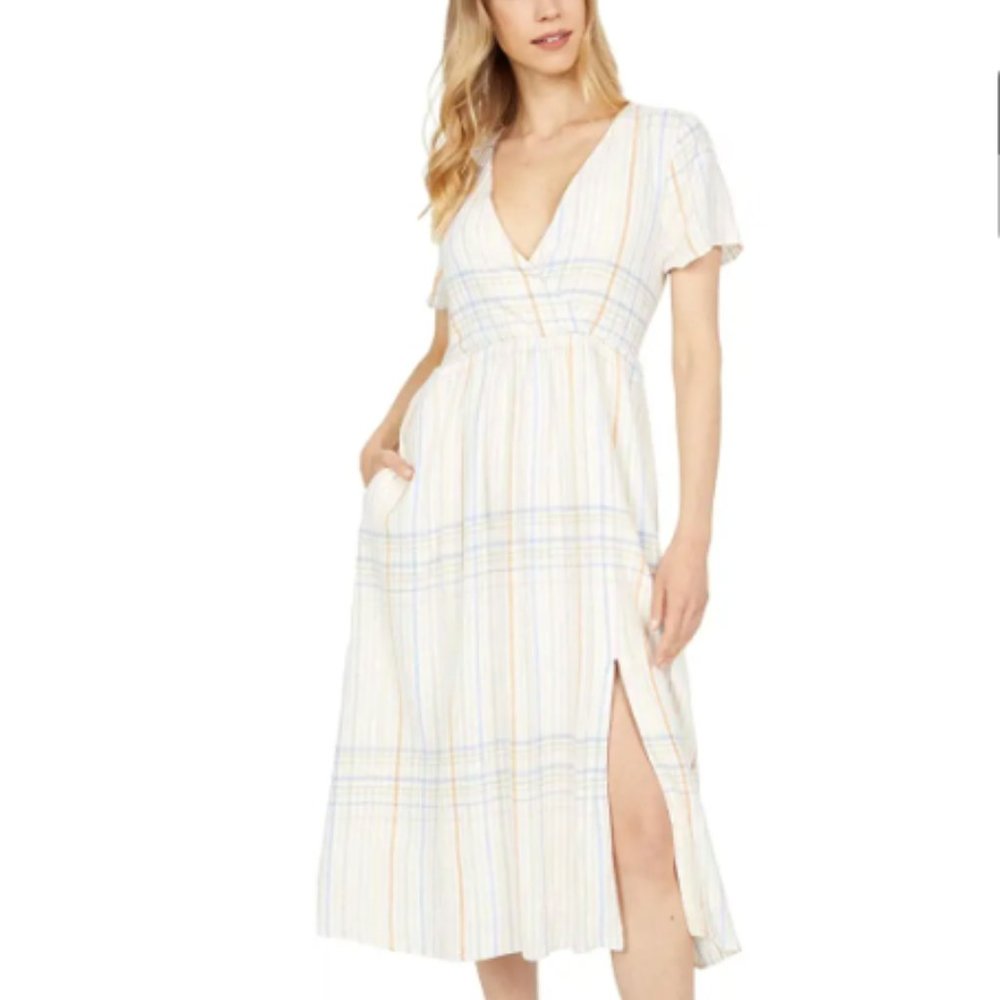 Madewell Linen Hayden Popover Midi Dress